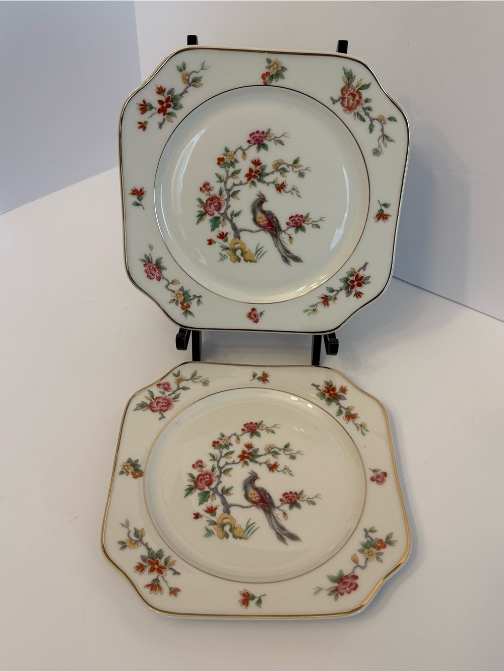 Vintage Robert Haviland & Le Tanneur HRO49 Bird On Branch Salad Plates-Set of 2